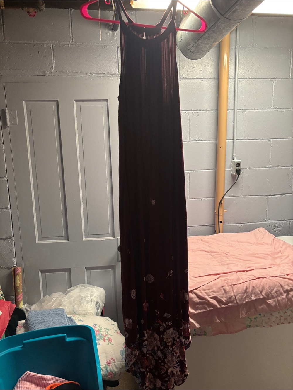 Women's Maxi Dress - Burgundy Floral